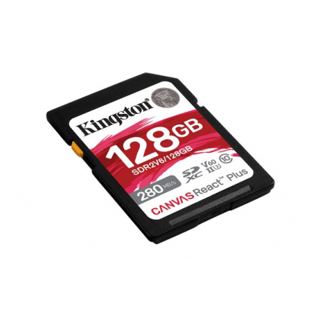 Kingston Canvas React Plus - Flash memory card - 128 GB - Video Class V60 / UHS-II U3 / Class10 - SDXC UHS-II - 6