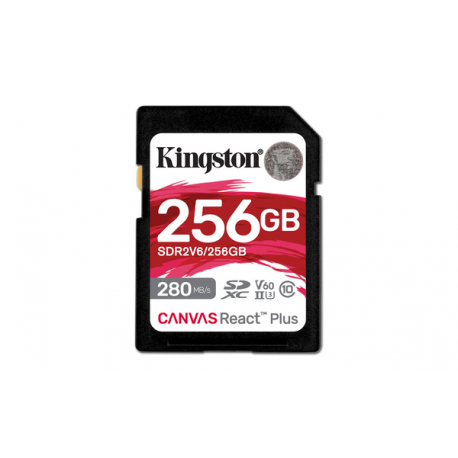 Kingston Canvas React Plus - Flash memory card - 256 GB - Video Class V60 / UHS-II U3 / Class10 - SDXC UHS-II - 0