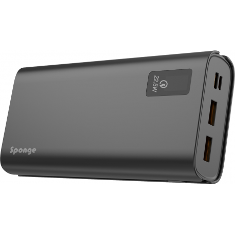 Sponge Energy - Power bank - 20000 mAh - 22.5 Watt - 3 A - QC - 3 output connectors (24 pin USB-C, 2 x USB) - 1