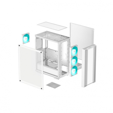DeepCool CC560 WH V2 - Mid tower - ATX - windowed side panel (tempered glass) - no power supply (ATX  /  PS / 2) - white - USB / Audio - 11