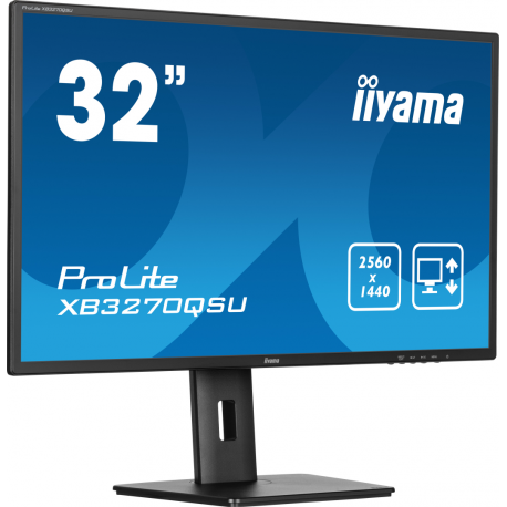 iiyama ProLite XB3270QSU-B1 - LED monitor - 32" (31.5" viewable) - 2560 x 1440 WQHD @ 100 Hz - IPS - 250 cd / m² - 1200:1 - 3 ms - 2xHDMI, DisplayPort - speakers - matte black - 1