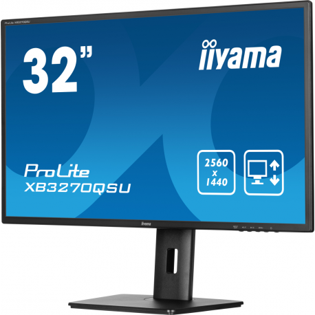 iiyama ProLite XB3270QSU-B1 - LED monitor - 32" (31.5" viewable) - 2560 x 1440 WQHD @ 100 Hz - IPS - 250 cd / m² - 1200:1 - 3 ms - 2xHDMI, DisplayPort - speakers - matte black - 3