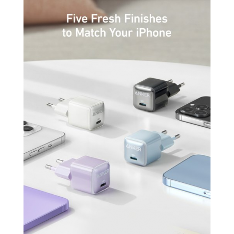 Anker Nano pro series 5 511 - Power adapter - nano pro - 20 Watt - 3 A - IQ 3.0 (24 pin USB-C) - aurora white - 3