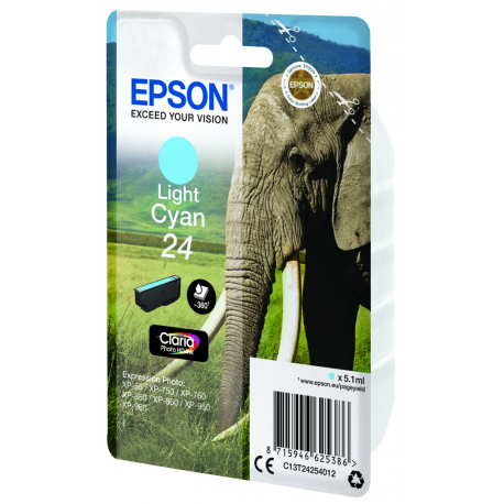Epson 24 - 5.1 ml - light cyan - original - ink cartridge - for Expression Photo XP-55, 750, 760, 850, 860, 950, 960, 970; Expression Premium XP-750, 850 - 11