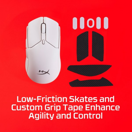 HyperX Pulsefire Haste 2 Mini - Mouse - optical - 6 buttons - wireless, wired - 2.4 GHz, Bluetooth 5.1 - white - 12