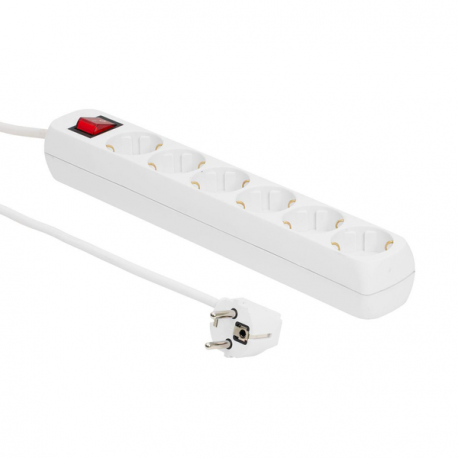 MicroConnect - Power strip - input: power - output connectors: 6 - 10 m - white - 0