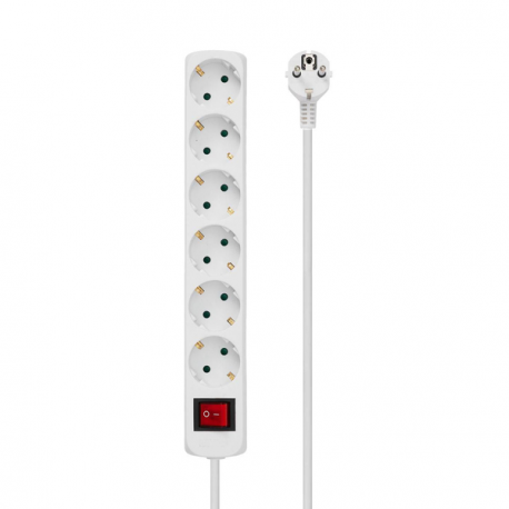 MicroConnect - Power strip - input: power - output connectors: 6 - 10 m - white - 1