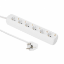 MicroConnect 6-Way Power - Power strip - input: power - output connectors: 6 - 3 m - white