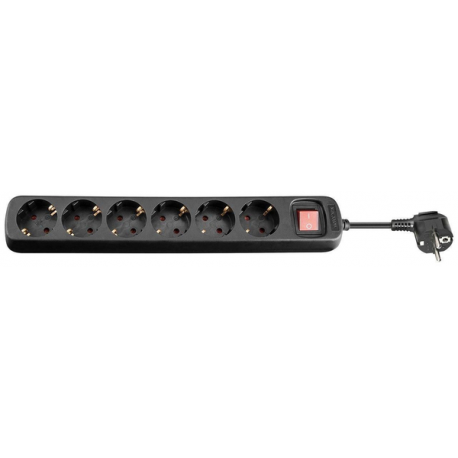 MicroConnect - Power strip - input: power - output connectors: 6 - 1.8 m - black - 1