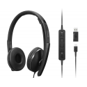 Lenovo Gen 2 - Headset - on-ear - wired - USB-C - black - Certified for Microsoft Teams