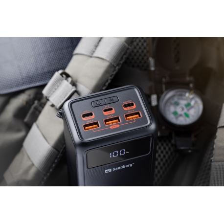 Sandberg Active - Power bank - 50000 mAh - 185 Wh - 5 A - 3 output connectors (USB) - on cable: USB, USB-C - 1