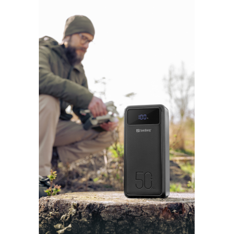 Sandberg Active - Power bank - 50000 mAh - 185 Wh - 5 A - 3 output connectors (USB) - on cable: USB, USB-C - 7