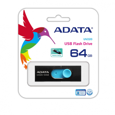 ADATA UV220 - USB flash drive - 64 GB - USB 2.0 - black/blue - 3