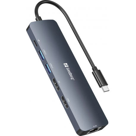 Sandberg - Docking station - USB-C - HDMI, DP - 100Mb LAN - 1
