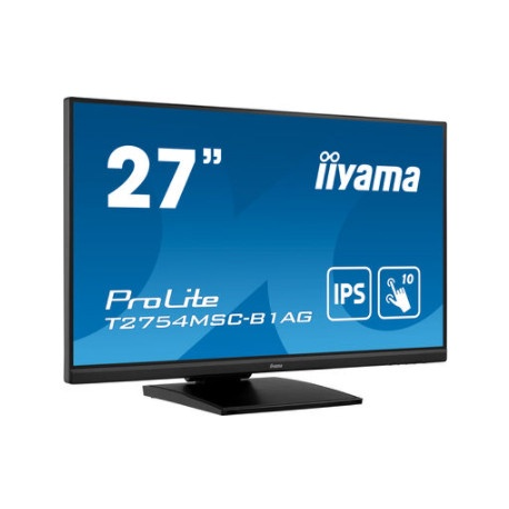iiyama ProLite T2754MSC-B1AG - LED monitor - 27" - touchscreen - 1920 x 1080 Full HD (1080p) @ 60 Hz - IPS - 300 cd/m² - 1000:1 - 4 ms - HDMI, VGA - speakers - matte black - 10