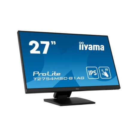 iiyama ProLite T2754MSC-B1AG - LED monitor - 27" - touchscreen - 1920 x 1080 Full HD (1080p) @ 60 Hz - IPS - 300 cd/m² - 1000:1 - 4 ms - HDMI, VGA - speakers - matte black - 12