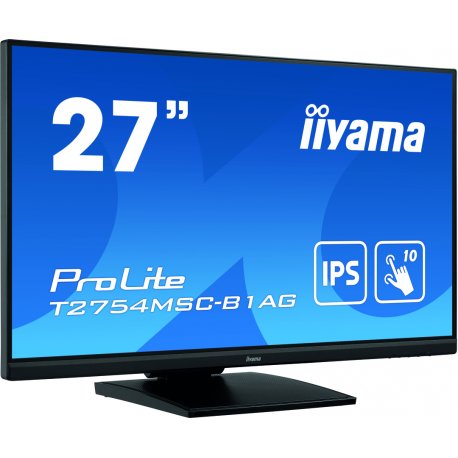 iiyama ProLite T2754MSC-B1AG - LED monitor - 27" - touchscreen - 1920 x 1080 Full HD (1080p) @ 60 Hz - IPS - 300 cd/m² - 1000:1 - 4 ms - HDMI, VGA - speakers - matte black - 19