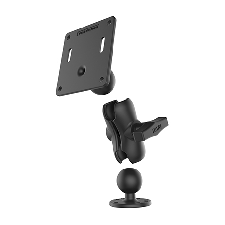 RAM - Mounting kit (mounting plate, 2.5" round base, double socket arm for C size 1.5" balls) - rubber, marine grade aluminium - mounting interface: 75 x 75 mm - surface mountable - 4
