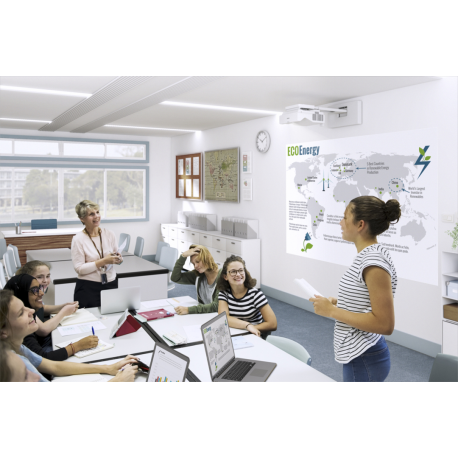 Epson EB-760WI - 3LCD projector - 4100 lumens (white) - 4100 lumens (colour) - WXGA (1280 x 800) - 16:10 - ultra short-throw lens - 802.11a / b / g / n / ac wireless / LAN / Miracast - white - 12