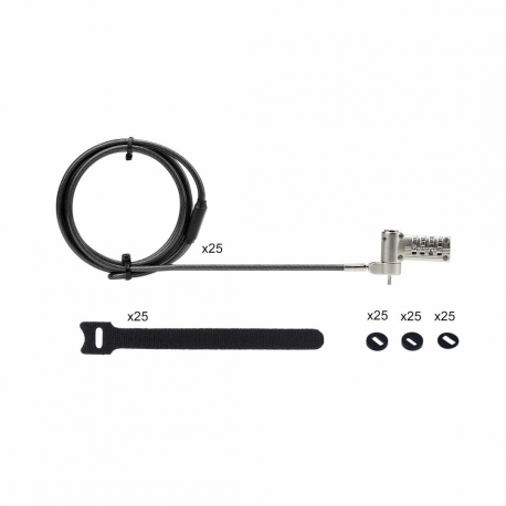 StarTech.com 25-Pack Laptop Lock, Compatible w / Noble Wedge / Nano / K-Slot - Security cable lock - silver, black - 2 m - TAA Compliant (pack of 25) - 11