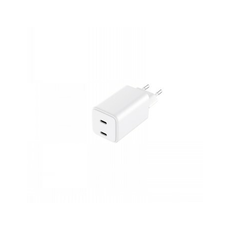 GRATEQ OLOS - Power adapter - GaN - 65 Watt - 5 A - PD/PPS, SFC 2.0 - 2 output connectors (24 pin USB-C) - white - 0