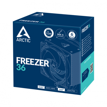ARCTIC Freezer 36 - Processor cooler - multi compatible - (for: AM4, LGA1700, AM5, LGA1851) - copper heat pipes with aluminium fins - 120 mm - standard - 4