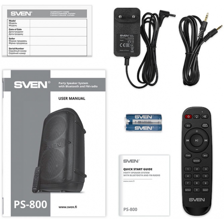 Speaker SVEN PS-800, black (100W, TWS, Bluetooth, FM, USB, microSD, LED-display - 3