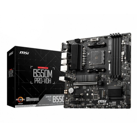MSI B550M PRO-VDH - Motherboard - micro ATX - Socket AM4 - AMD B550 Chipset - USB-C Gen1, USB 3.2 Gen 1 - Gigabit LAN - onboard graphics (CPU required) - HD Audio (8-channel) - 0