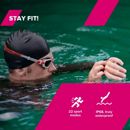 Canyon SW-68 - Metal - smart watch with strap - silicone - display 1.28" - 64 MB - Bluetooth - 50.6 g - white - 5