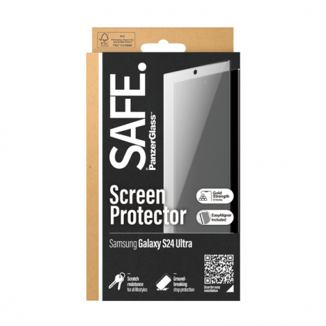 SAFE. by PanzerGlass - Screen protector for mobile phone - ultra-wide fit w. EasyAligner - glass - frame colour black - for Samsung Galaxy S24 Ultra - 1