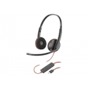 Poly Blackwire 3220 - Blackwire 3200 Series - headset - on-ear - wired - active noise cancelling - USB-C - black - Skype Certified, Avaya Certified, Cisco Jabber Certified, UC certified