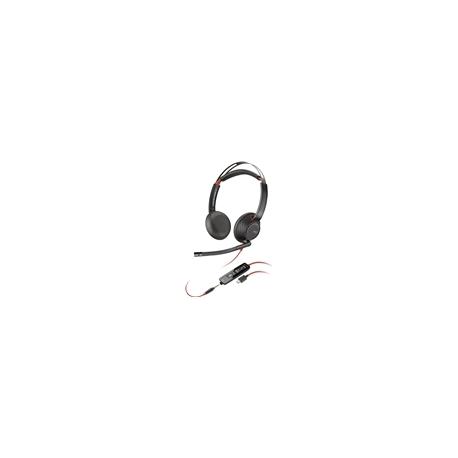 Poly Blackwire 5220 - Headset - on-ear - wired - active noise cancelling - 3.5 mm jack, USB-C - black - Certified for Skype for Business, Zoom Certified, Certified for Microsoft Teams, Avaya Certified, Cisco Jabber Certified, Works With Chromebook Certified, UC certified - 0