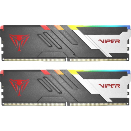 Patriot Viper Venom RGB DDR5 series - DDR5 - kit - 64 GB: 2 x 32 GB - DIMM 288-pin - 5200 MHz / PC5-41600 - CL40 - unbuffered - on-die ECC - silver, red, matte black - 0