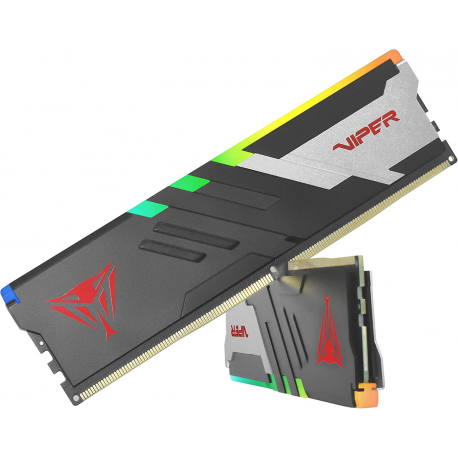 Patriot Viper Venom RGB DDR5 series - DDR5 - kit - 64 GB: 2 x 32 GB - DIMM 288-pin - 5200 MHz / PC5-41600 - CL40 - unbuffered - on-die ECC - silver, red, matte black - 1