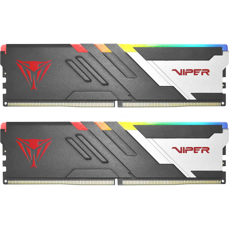 Patriot Viper Venom RGB DDR5 series - DDR5 - kit - 64 GB: 2 x 32 GB - DIMM 288-pin - 5200 MHz / PC5-41600 - CL40 - unbuffered - on-die ECC - silver, red, matte black - 6