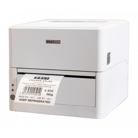 Citizen CL-H300SV - Label printer - direct thermal - Roll (12.7 cm) - 203 dpi - up to 200 mm / sec - USB 2.0 - pure white - 8