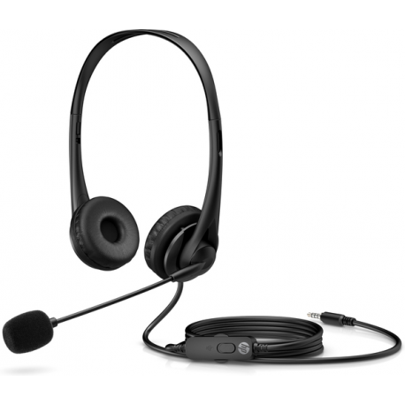 HP G2 - Headset - on-ear - wired - 3.5 mm jack - shadow black - for OMEN by HP Laptop 16; Victus by HP Laptop 16; Laptop 15; Pavilion Plus Laptop 14 - 2