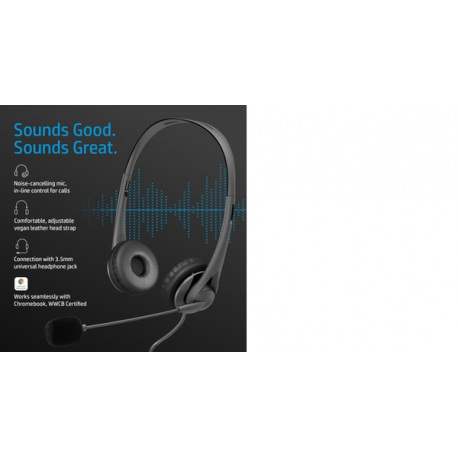 HP G2 - Headset - on-ear - wired - 3.5 mm jack - shadow black - for OMEN by HP Laptop 16; Victus by HP Laptop 16; Laptop 15; Pavilion Plus Laptop 14 - 7