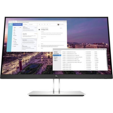 HP E23 G4 - E-Series - LED monitor - 23" - 1920 x 1080 Full HD (1080p) @ 60 Hz - IPS - 250 cd / m² - 1000:1 - 5 ms - HDMI, VGA, DisplayPort - black, silver - promo - for P / N: 5P6P8EA#ABU - 0