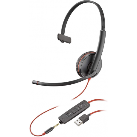 Poly Blackwire C3215 USB - 3200 Series - headset - on-ear - wired - USB, 3.5 mm jack - 2