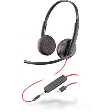 Poly Blackwire C3225 USB-C - 3200 Series - headset - on-ear - wired - 3.5 mm jack, USB-C - noise isolating - 0