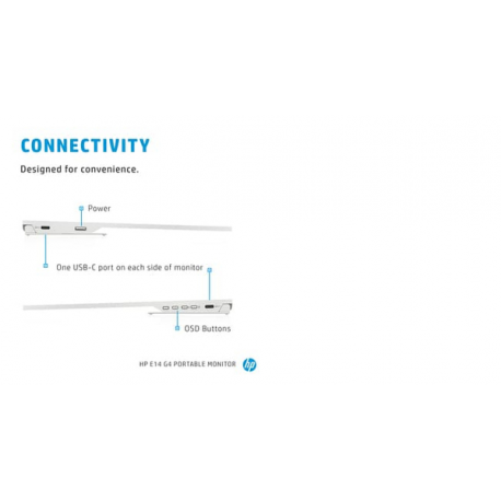 HP E14 G4 - LED monitor - 14" - portable - 1920 x 1080 Full HD (1080p) @ 60 Hz - IPS - 400 cd / m² - 800:1 - 5 ms - 2xUSB-C - sliver stand - for HP EliteBook 745 G5, 830 G5, 830 G6, 840 G5, 840 G6 - 9