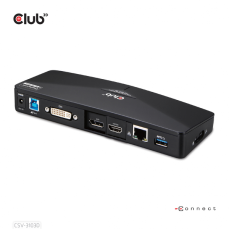 Club3D SenseVision USB 3.0 4K Docking Station - Docking station - USB - DVI, HDMI, DP - GigE - 1