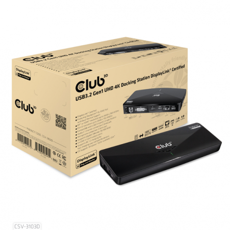 Club3D SenseVision USB 3.0 4K Docking Station - Docking station - USB - DVI, HDMI, DP - GigE - 8