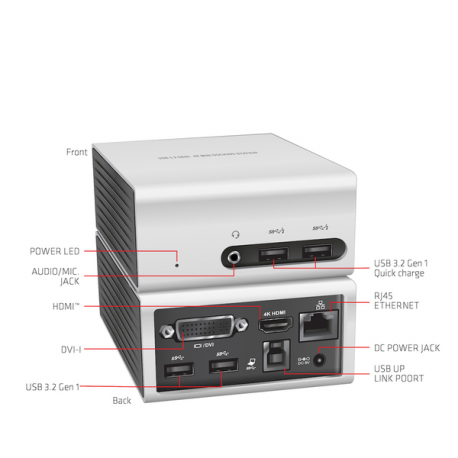 Club3D SenseVision USB 3.0 4K Mini Docking Station - Docking station - USB - DVI, HDMI - GigE - 8