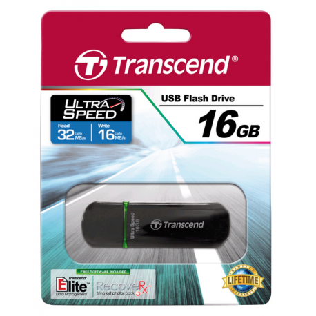 Transcend JetFlash 600 - USB flash drive - 16 GB - USB 2.0 - green - 1