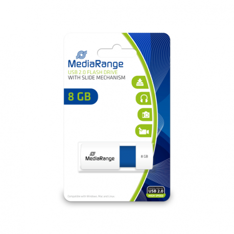 MediaRange - USB flash drive - 8 GB - USB 2.0 - white, blue - 2