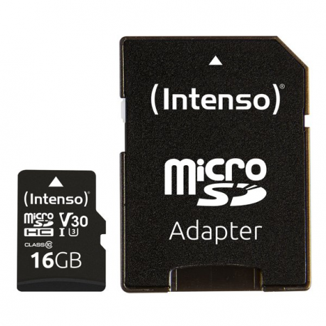 Intenso - Flash memory card (microSDHC to SD adapter included) - 16 GB - UHS Class 1 / Class10 - microSDHC UHS-I - 1