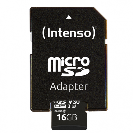 Intenso - Flash memory card (microSDHC to SD adapter included) - 16 GB - UHS Class 1 / Class10 - microSDHC UHS-I - 3