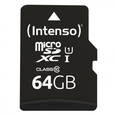 Intenso Premium - Flash memory card (microSDXC to SD adapter included) - 64 GB - UHS Class 1 / Class10 - microSDXC UHS-I - 0